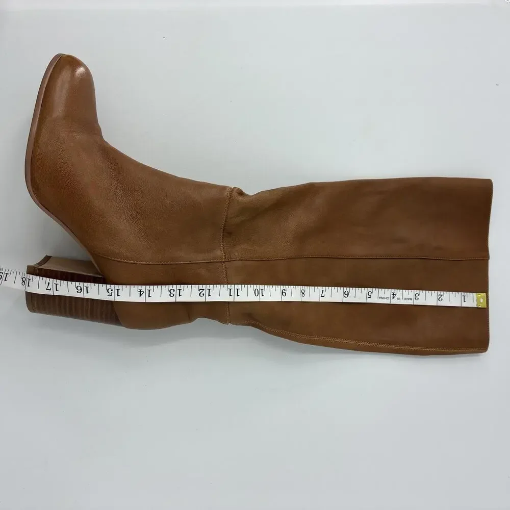 SILENT D WYNONAY Butter Soft Brown Leather Women's Knee-High Boots Block Heels